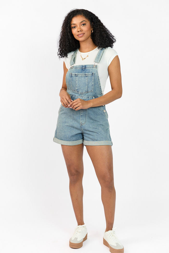 Common Ground Medium Wash Relaxed Fit Cuffed Overalls for Women - Comfortable Denim Jumpsuit with Adjustable Straps - Perfect for Casual Outings, Gardening & Weekend Wear