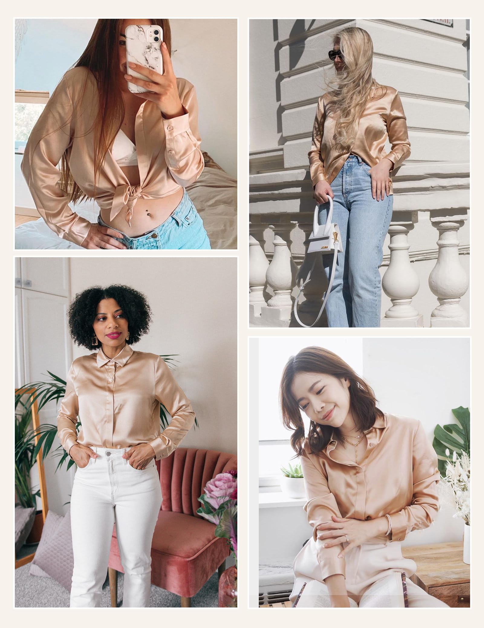 LilySilk 100% Pure Silk Blouse for Women - Long Sleeve Elegant Shirt, Soft & Smooth Luxury Tops for Work, Party & Special Occasions