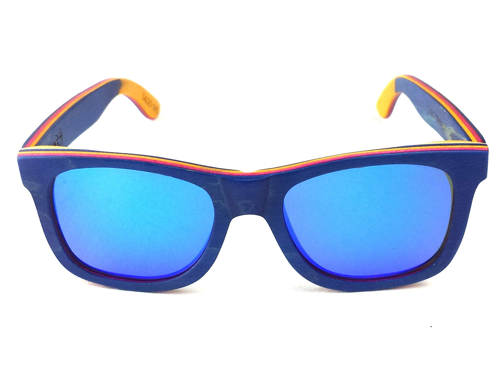 **CABO Mirrored Polarized Skate Sunglasses - Reclaimed Wood Frame (Midnight Blue) - Perfect for Surfing, Skating & Outdoor Adventures**