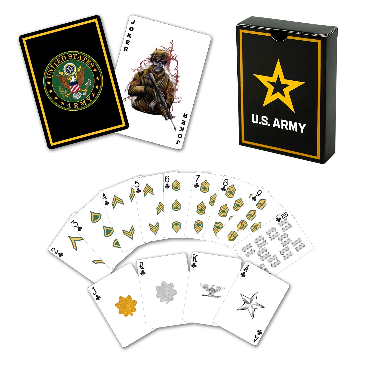 US Army Gift Set - Playing Cards & Dice with Rank Insignia | Premium Military Collectible & Game Night Accessories | Perfect for Veterans, Army Enthusiasts & Patriotic Game Nights | Disabled Veteran Owned Business