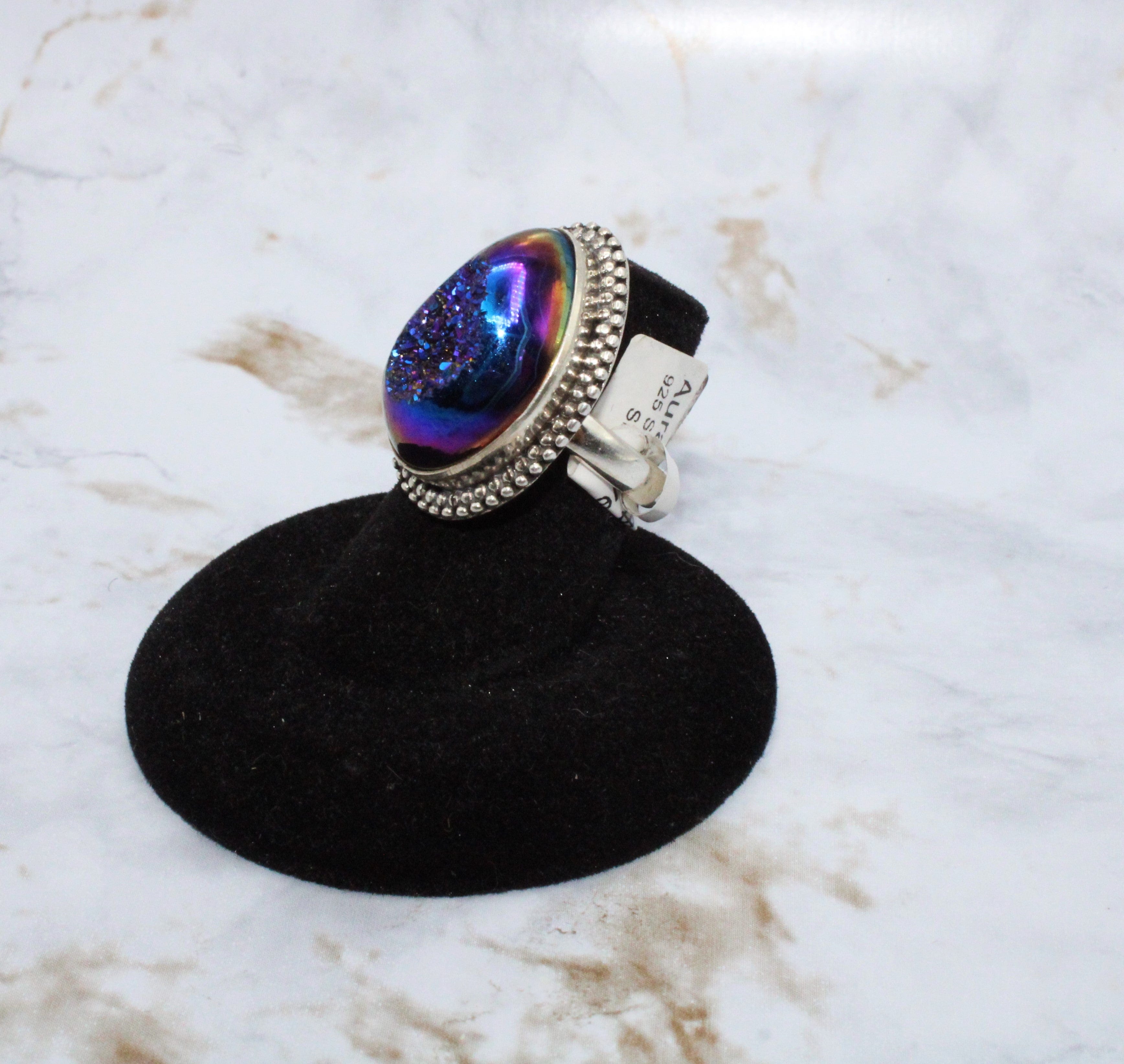 Aura Druzy Ring for Women - Size 5.25 - Elegant Crystal Statement Jewelry for Everyday Wear, Date Night & Special Occasions