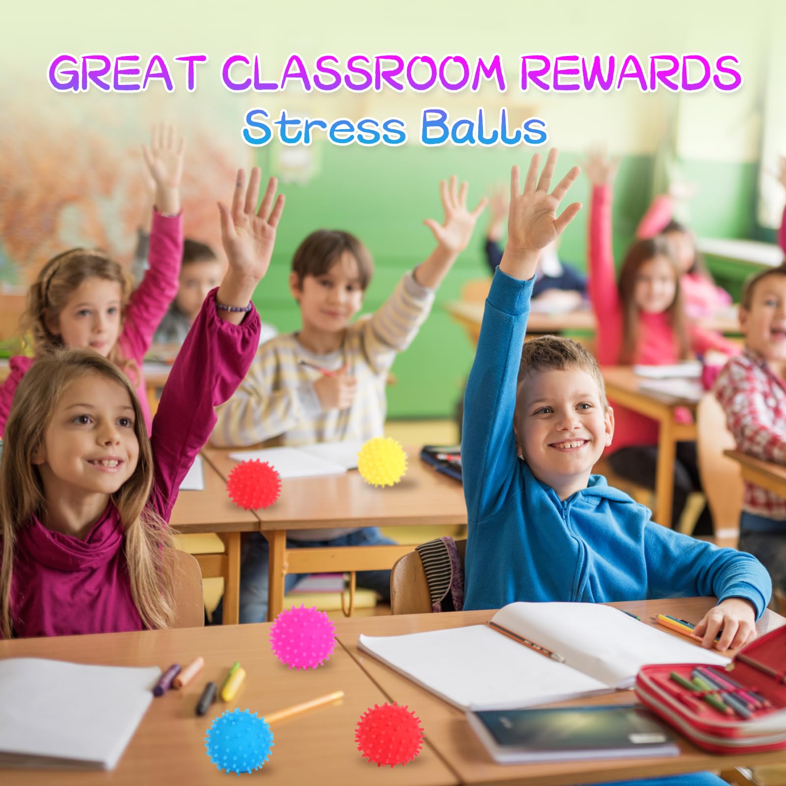 32 Pack Mini Spiky Stress Balls - Stretchy Fidget Toys for Anxiety & Stress Relief | Sensory Squishy Toys for Kids & Adults | Perfect for Classroom Prizes, Party Favors, Office & Home Stress Relief