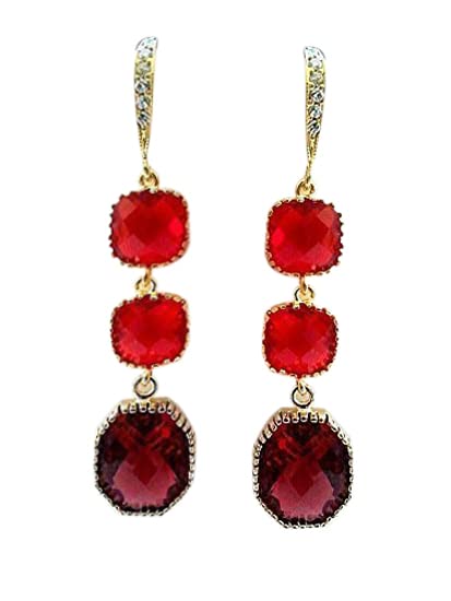 Exquisite Red Passion Ruby Gold Earrings for Women – Elegant 14K Gold Stud Earrings with Genuine Ruby Gemstone | Perfect for Weddings, Parties & Special Occasions
