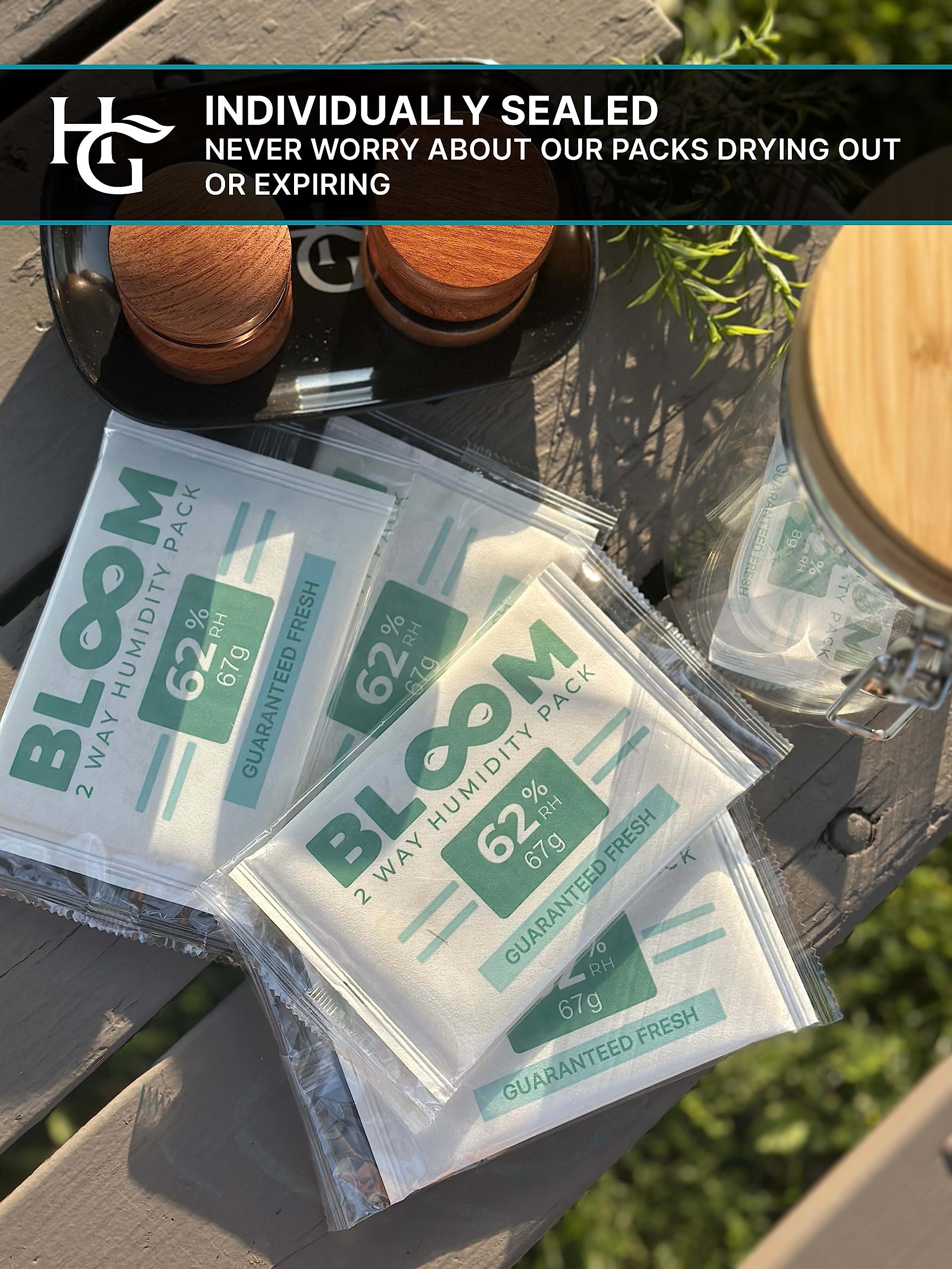 Herb Guard 62% Humidity Control Packs - 4 x 67g Boveda-Style Moisture Packs for Cannabis, Cigars & Herbs | Maintains Perfect Humidity for 1 LB | Revives Dry Products | Ideal for Storage Jars, Humidors & Travel Cases