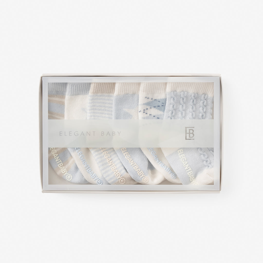 Non-Slip Baby Socks 6-Pack - Soft Classic Blue Cotton Socks for Infants & Toddlers - Perfect for Crawling, Walking & Playtime