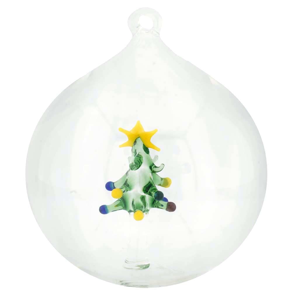 Venetian Murano Glass Christmas Tree Ornament - Handmade Italian Glass Ball for Holiday Decor, Christmas Tree Decoration & Festive Home Decor