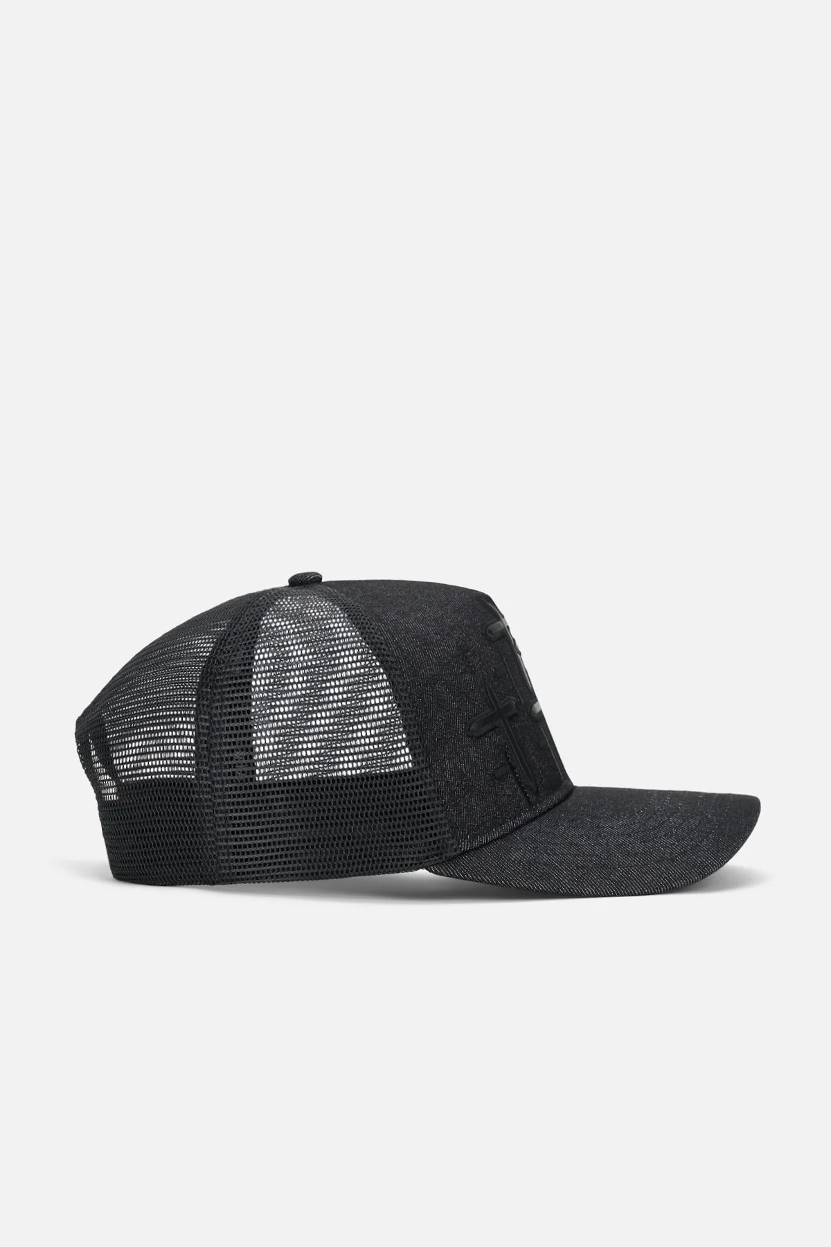 RTA Gideon Black Cross Trucker Hat - Adjustable Snapback Cap for Men & Women - Perfect for Outdoor Activities, Sports, and Casual Wear