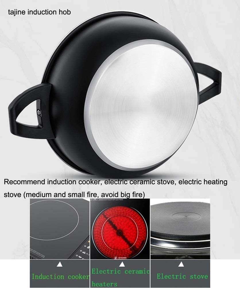 Premium 3.5L Ceramic Tagine Pot with Enameled Cast Iron Base - Lead-Free, Healthy Cooking & Easy Clean - Perfect for Moroccan Stews, Slow Cooking & Serving Authentic Dishes at Home