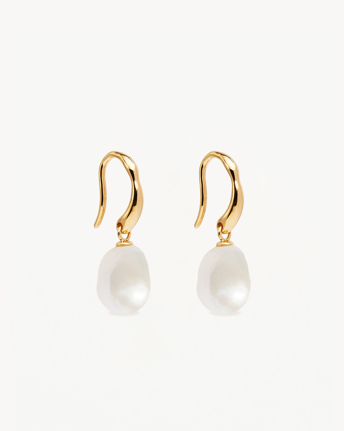 18K Gold Vermeil Harmony Pearl Hook Earrings – Elegant Dangle Earrings for Women, Perfect for Weddings, Parties & Everyday Wear