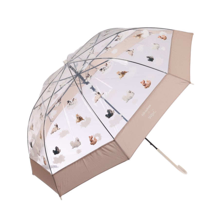 WPC Hikouken Flying Dog Umbrella - Lightweight (390g) Beige Waterproof Windproof Compact Travel Umbrella for Men & Women - Perfect for Outdoor Activities, Commuting, and Rainy Days