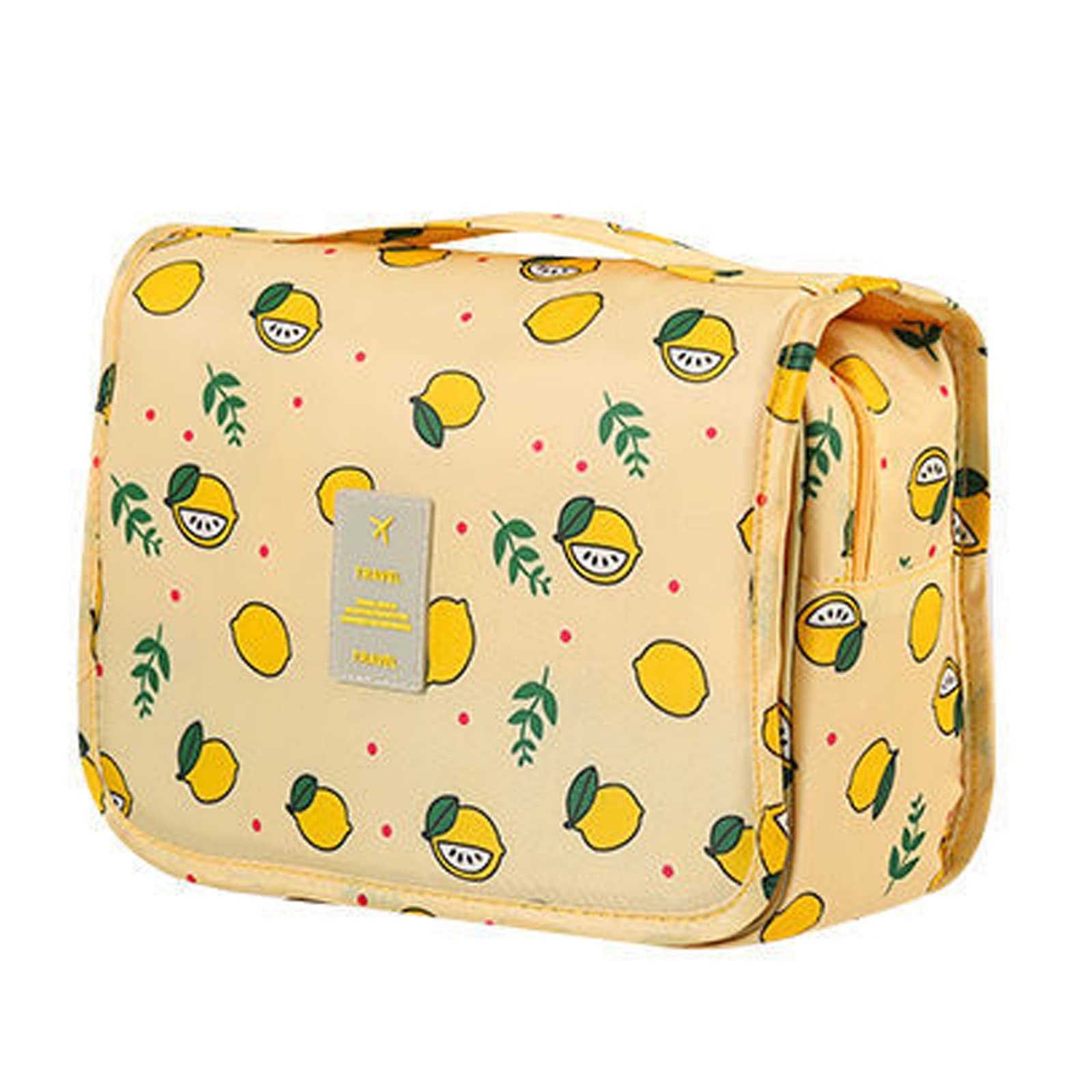 SxoSyo Premium Hanging Toiletry Bag for Women - Waterproof Travel Makeup Organizer with Hook, Cosmetic & Shower Bathroom Bag (Yellow Lemon) | Perfect for Travel, Gym, Camping & Daily Use