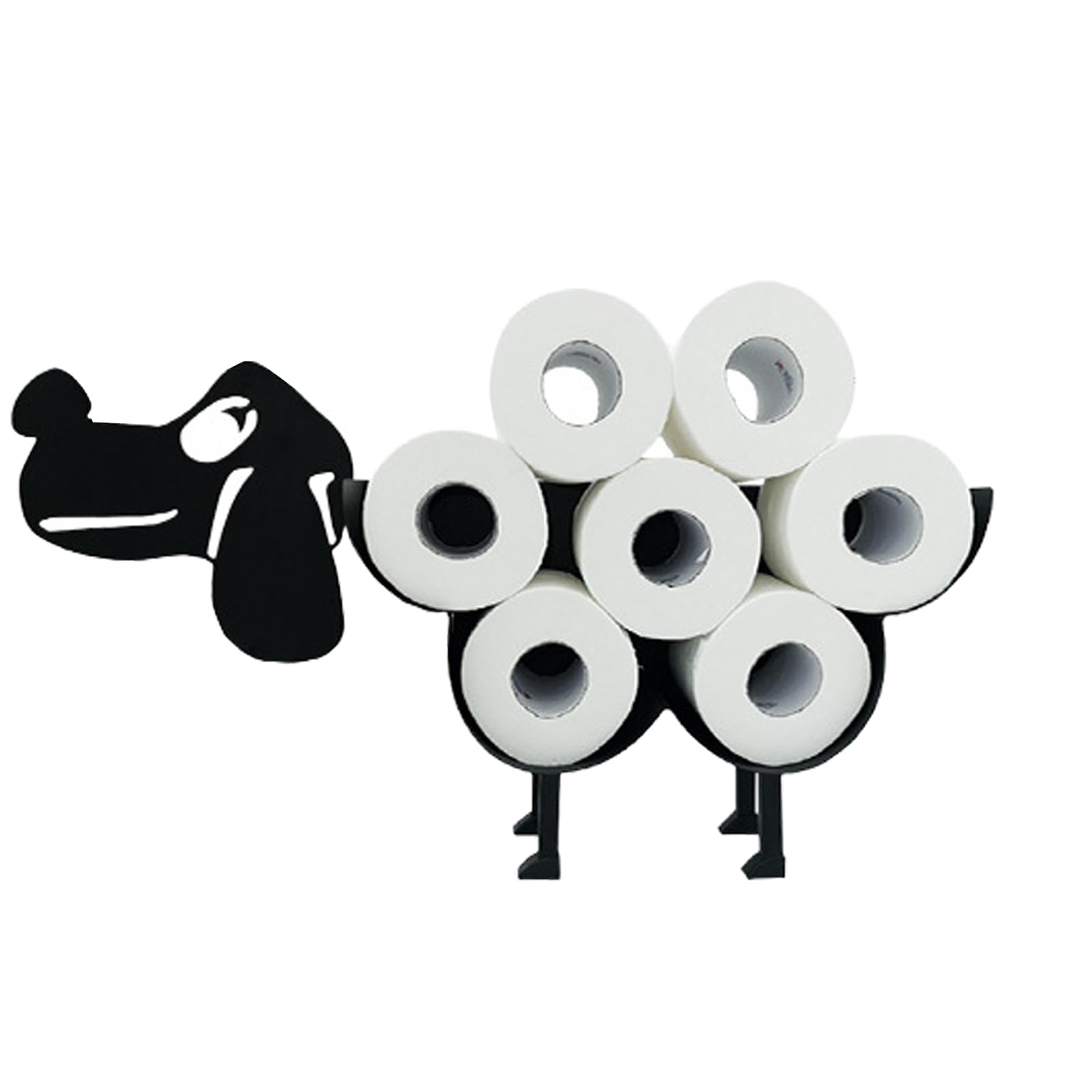 Funny Dog Toilet Paper Holder - Decorative Iron Tissue Stand for Bathroom & Kitchen - Cute Dog-Themed Storage Rack for Paper Rolls (Black) - Perfect for Pet Lovers' Home Decor
