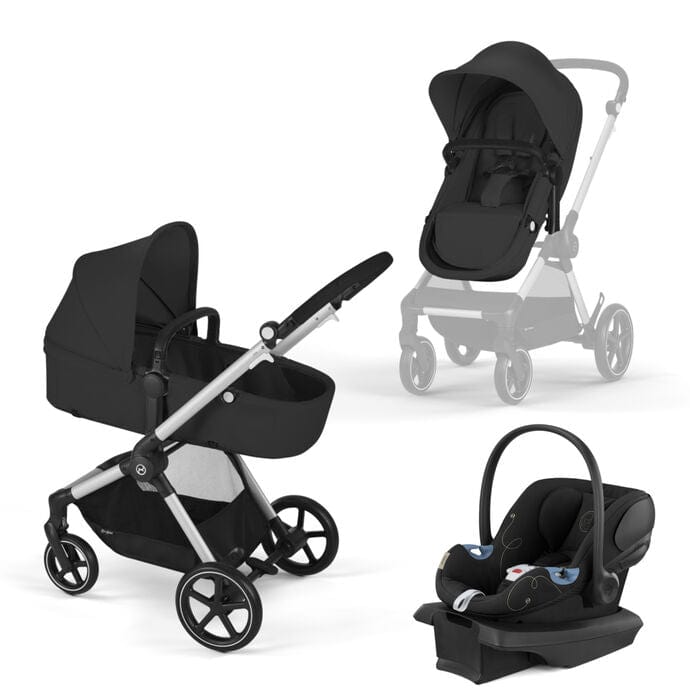 Cybex EOS Aton G 5-in-1 Travel System Stroller with Car Seat - Silver Frame | Lightweight Baby Stroller for Travel, Shopping & Outdoor Adventures