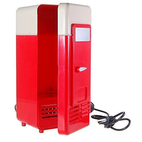 Mini USB Fridge - Portable Cooler & Warmer for Drinks in Car/Office (Red)