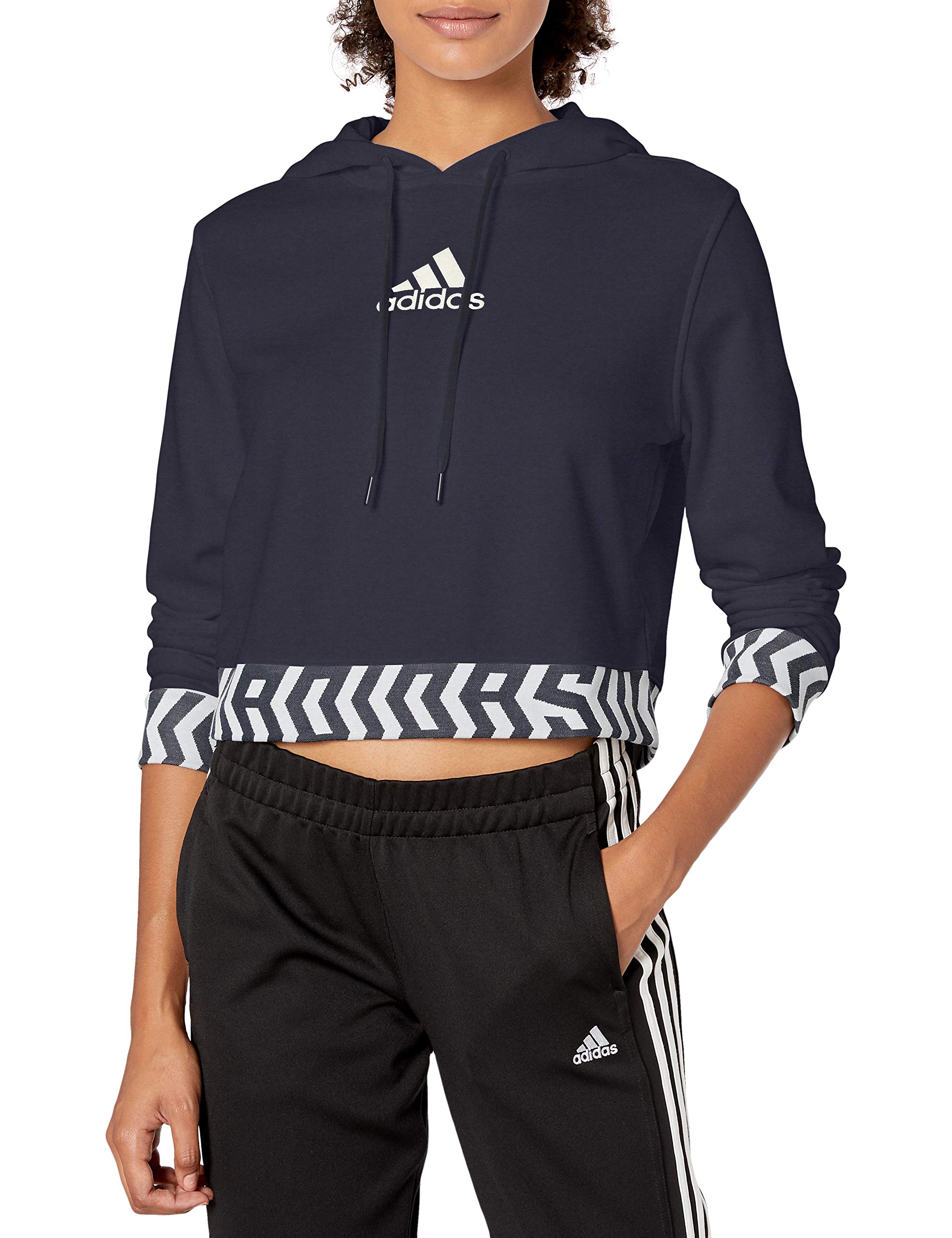 adidas Women's Global Crop Hooded Sweatshirt - Lightweight Fleece Pullover for Running, Yoga & Casual Wear