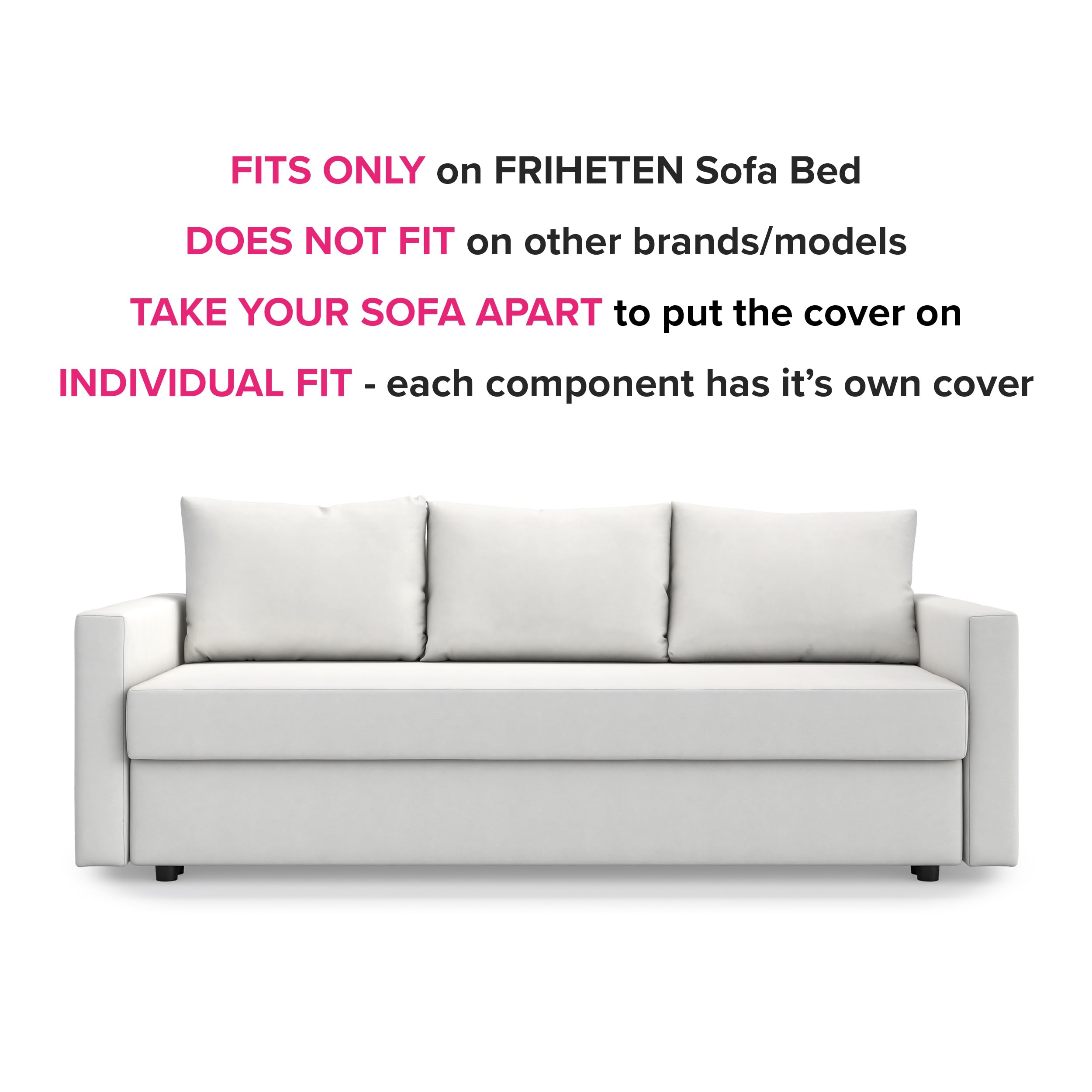 IKEA Friheten 3-Seat Sofa Bed Cover Replacement - Premium Stretchable Slipcover for Sleeper Sofa (Titanium Grey) | Perfect for Living Room, Guest Room & Small Space Furniture Protection