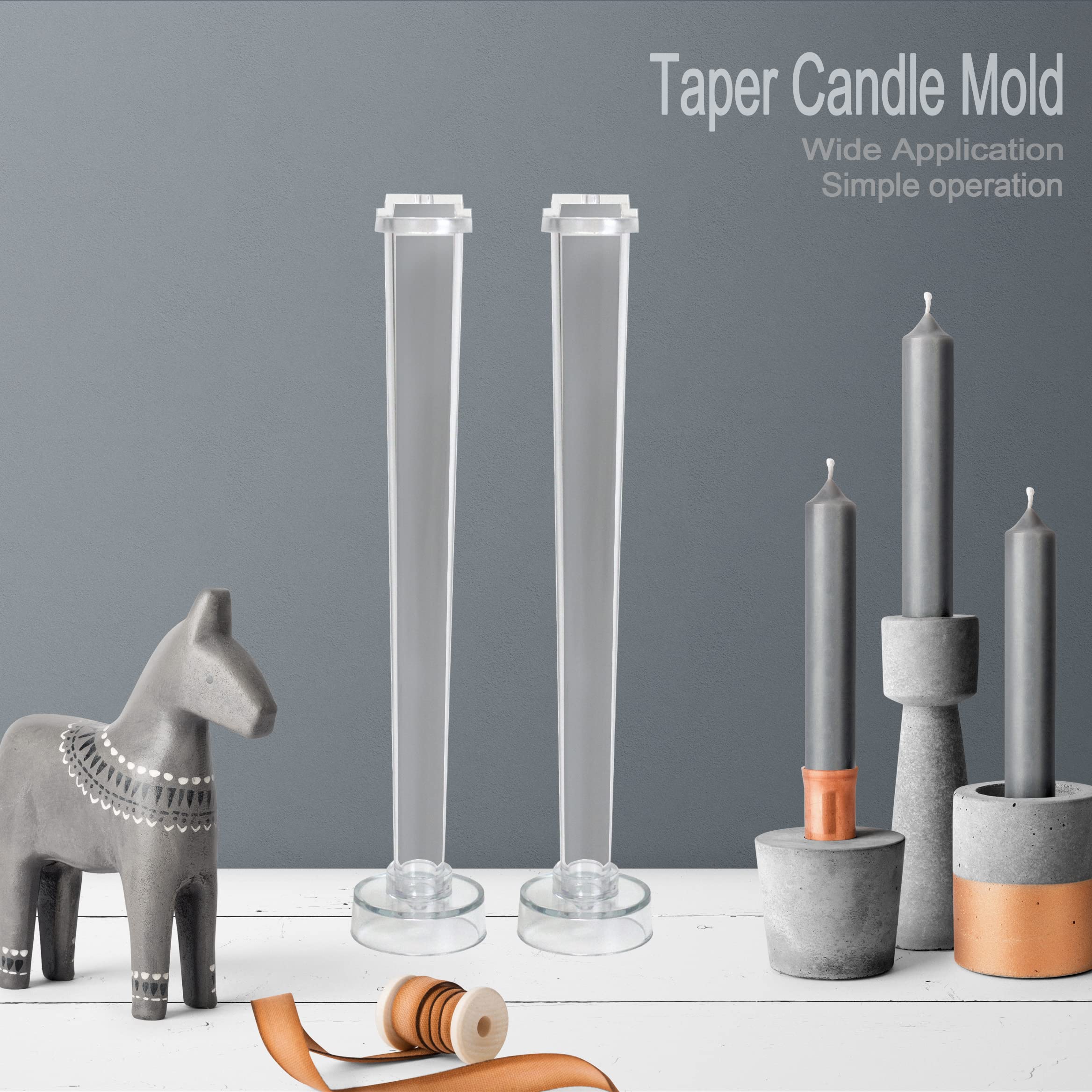 2 Pack Clear Plastic Taper Candle Molds - 10.2 Inch DIY Tapered Candlesticks for Wedding Centerpieces, Party Decorations, Romantic Dinner Lighting & Home Decoration - Perfect for Holiday Crafts, Gift Making & Aromatherapy Candles