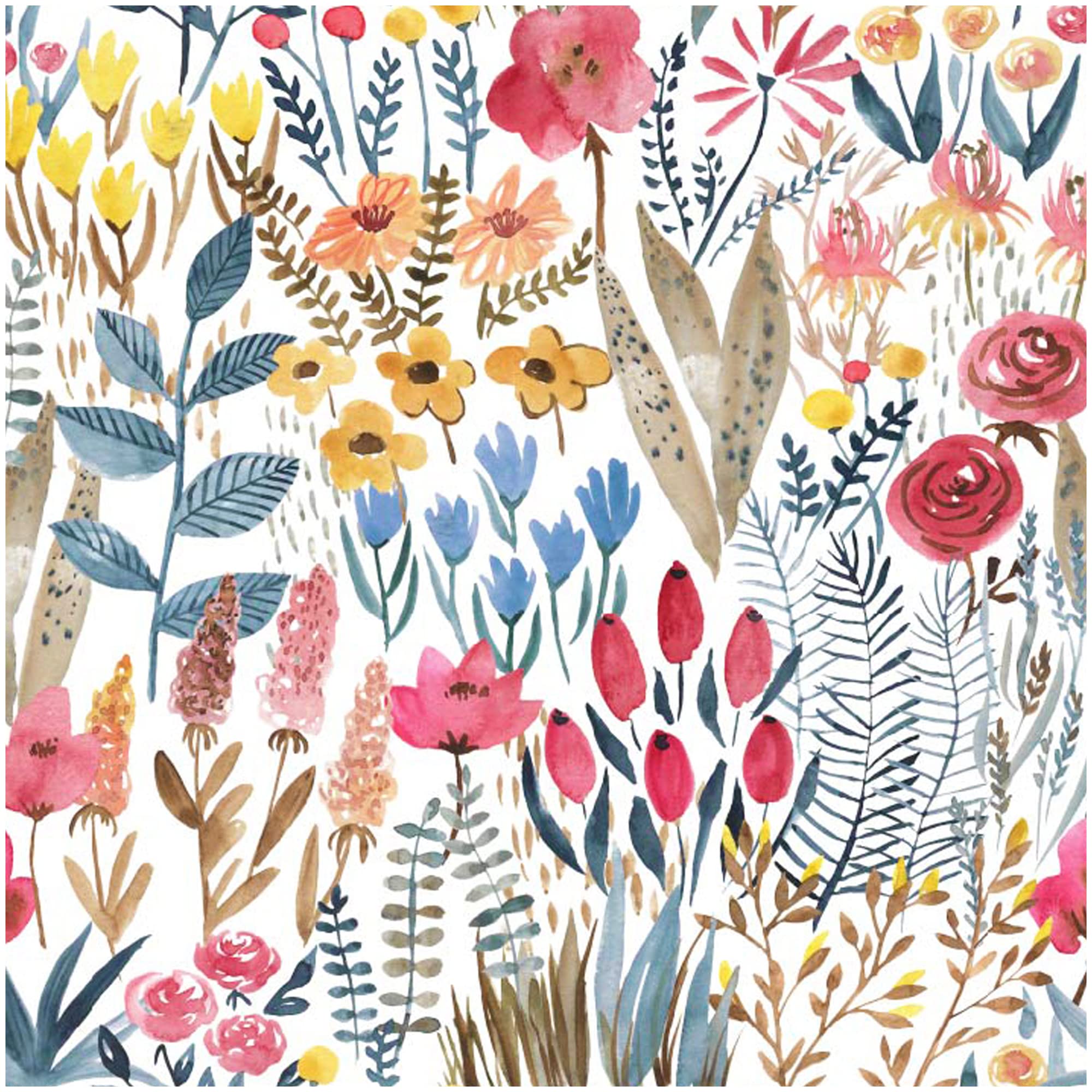 UniGoos Watercolor Floral Peel and Stick Wallpaper - Self-Adhesive Red Flower Temporary Wallpaper Roll (17.7