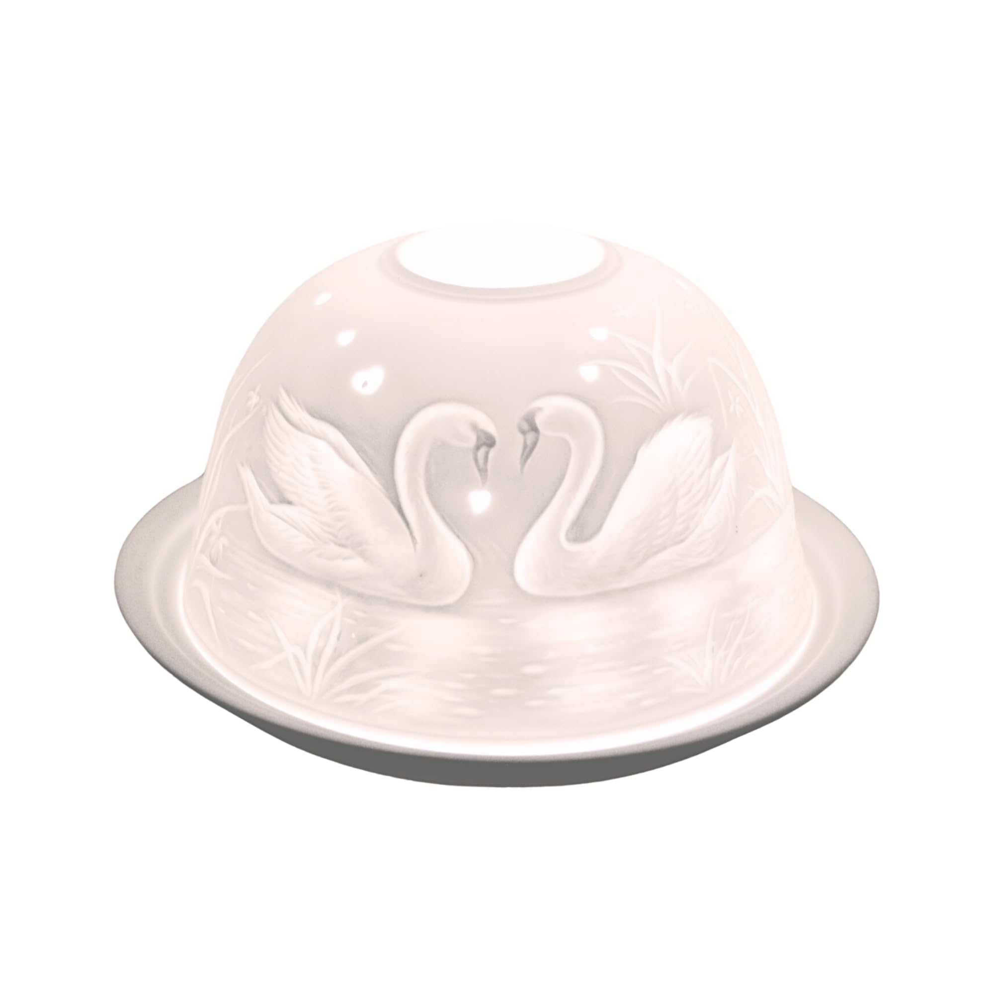 Porcelain Tea Light Holder Set of 2 - 3D Projection for Home Decor with LED Candles