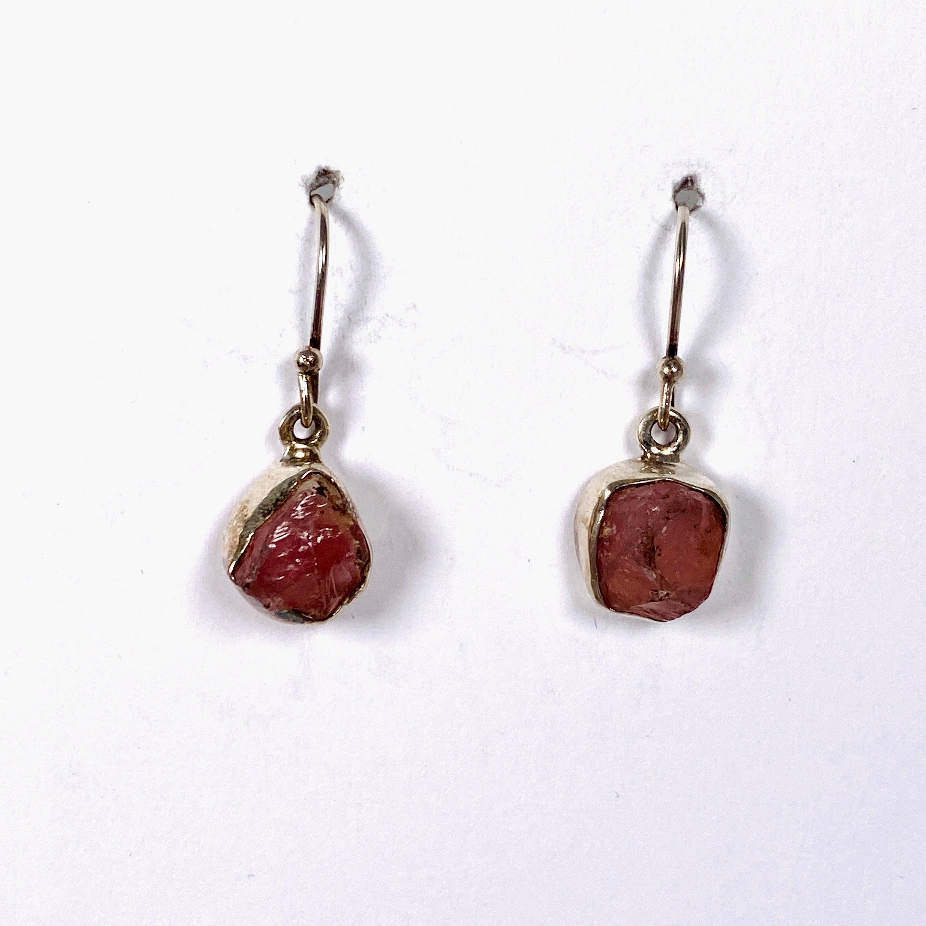 Natural Rose Quartz Raw Stone Earrings E2359 RQ - Healing Crystal Jewelry for Meditation, Yoga & Spiritual Gifts