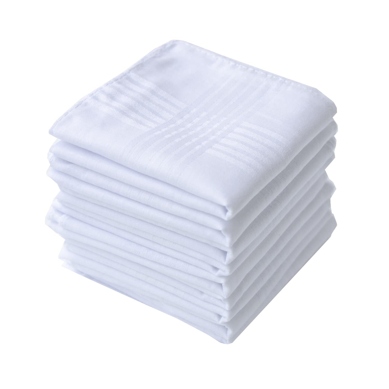 Premium 100% Cotton Men's Handkerchiefs - Soft White Solid Hankies (12-Pack) for Everyday Use, Weddings & Formal Events - Breathable & Washable LACS Brand