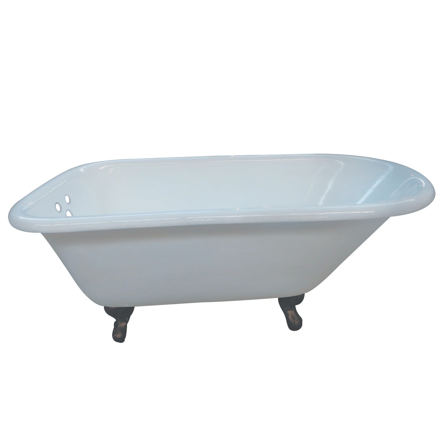 Aqua Eden 66 Inch Clawfoot Bathtub - White Cast Iron Roll Top Tub with Oil Rubbed Bronze Feet | Vintage Freestanding Soaking Tub for Bathroom Remodel & Spa Relaxation