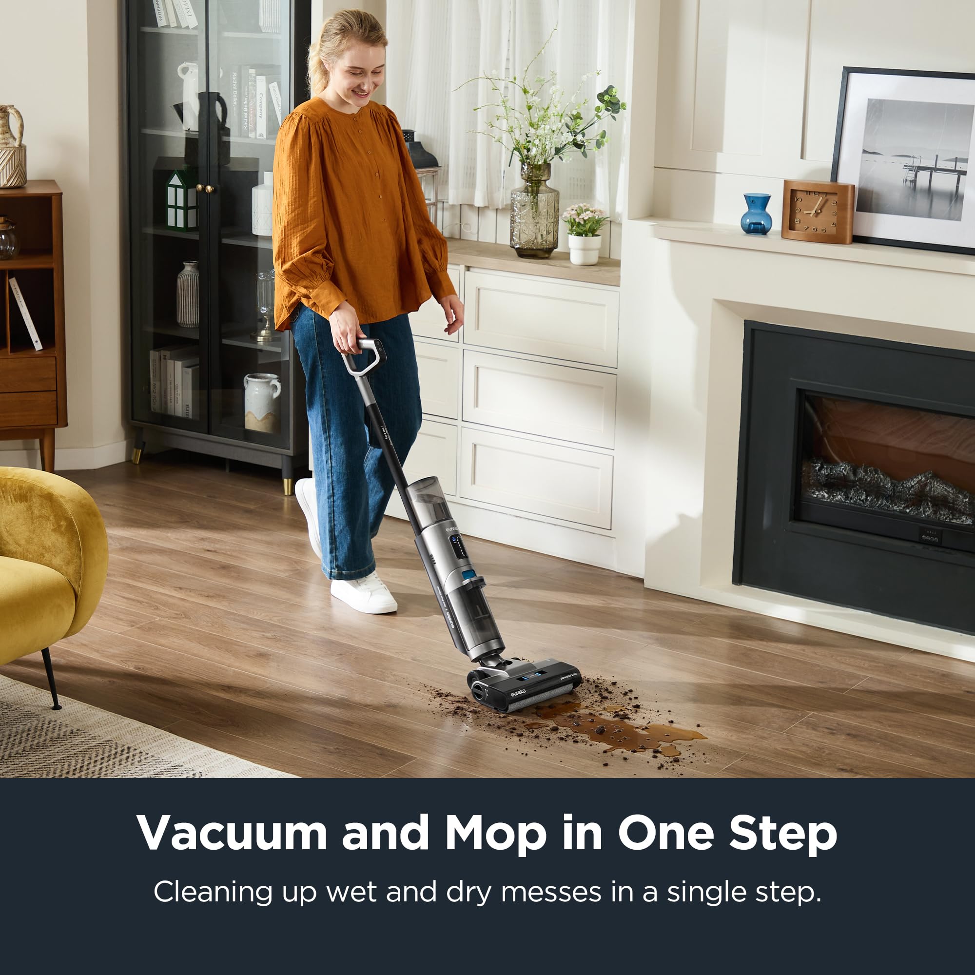 Eureka NEW430BL Cordless Wet Dry Vacuum Cleaner - Self Cleaning Vacuum and Mop Combo for Hard Floors, Pet Hair, Sticky Messes - Blue | Perfect for Home Cleaning, Pet Owners, Quick Spill Cleanup & Deep Floor Washing