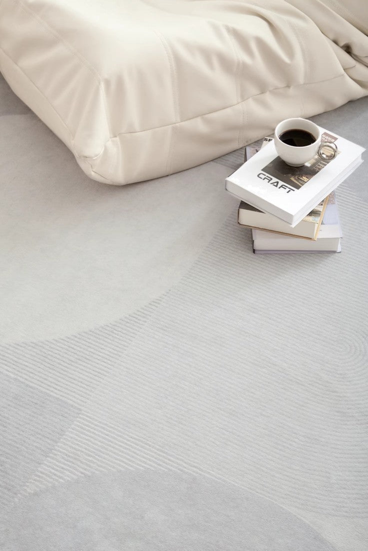 Abstract Contemporary Area Rugs - Soft Grey Modern Rug for Bedroom, Living Room, Dining Room & Office - Large Non-Slip Floor Mat Under Sofa - Home Decor & Workspace Accent