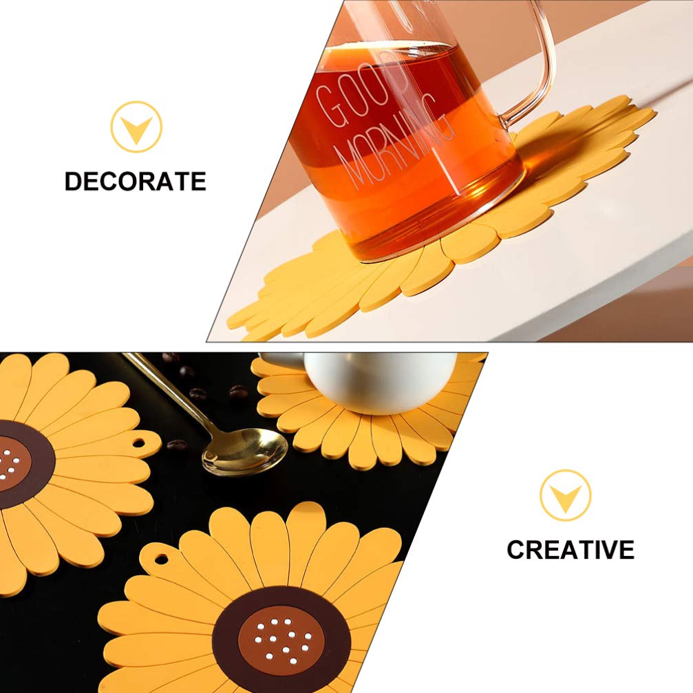 Sunflower Round Placemats Set of 4 - Non-Slip Table Mats for Dining, Party, Coffee Table - Waterproof Coasters for Home Decor & Kitchen Use - Perfect for Indoor/Outdoor Entertaining