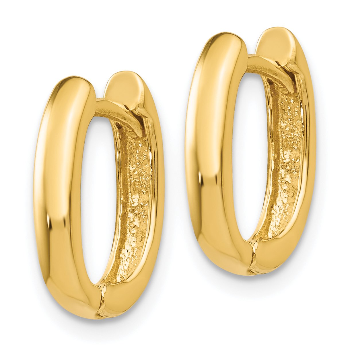 14K Solid Yellow Gold Oval Hinged Huggie Small Mini Hoop Earrings for Women - Dainty Everyday Jewelry for Work, Date Night & Special Occasions