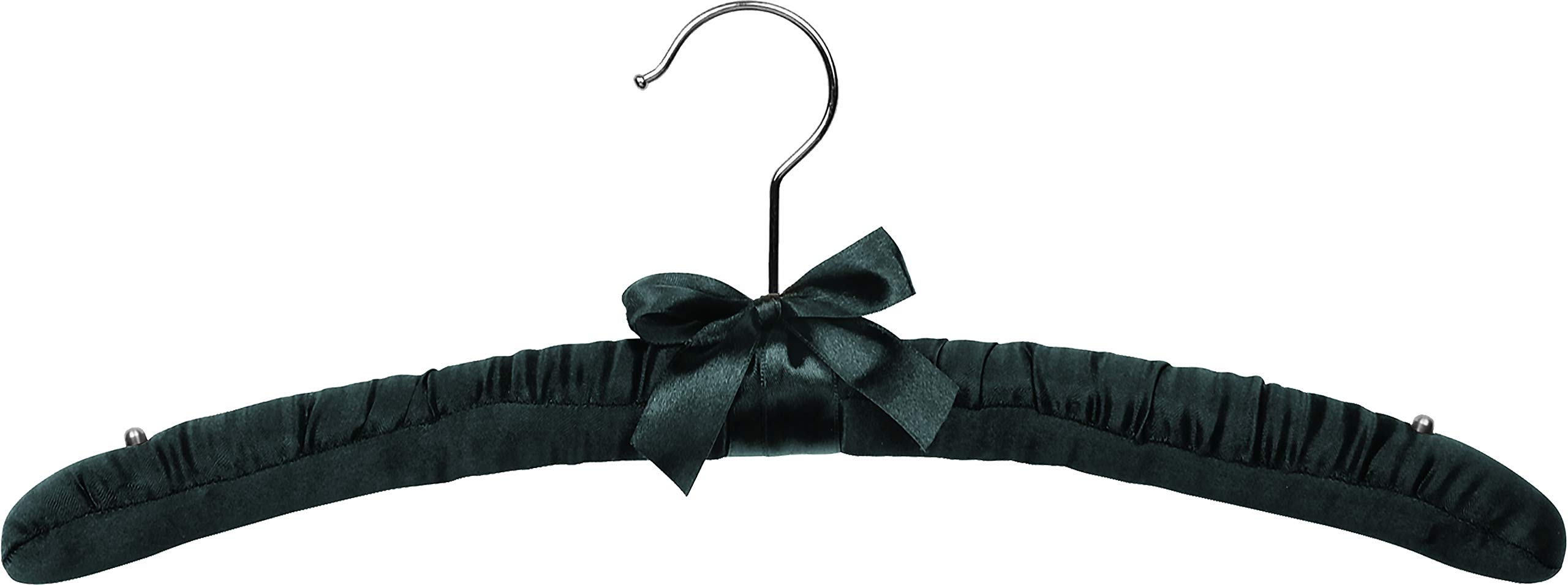 Premium Black Satin Padded Wooden Hangers with Chrome Swivel Hooks - 100-Pack for Delicate Garments | Ideal for Dry Cleaning, Retail Stores & Luxury Wardrobe Organization
