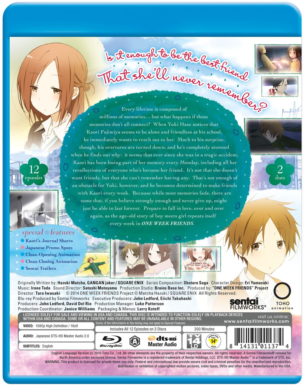 One Week Friends Blu-ray - Anime Movie for Teens & Young Adults - Perfect for Movie Nights & Anime Collections