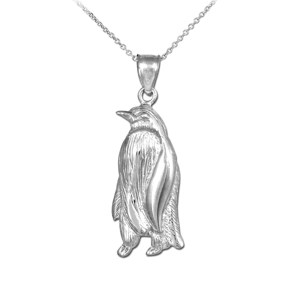 14K White Gold Emperor Penguin Charm Pendant Necklace - Elegant Jewelry Gift for Women, Perfect for Birthdays, Anniversaries & Special Occasions