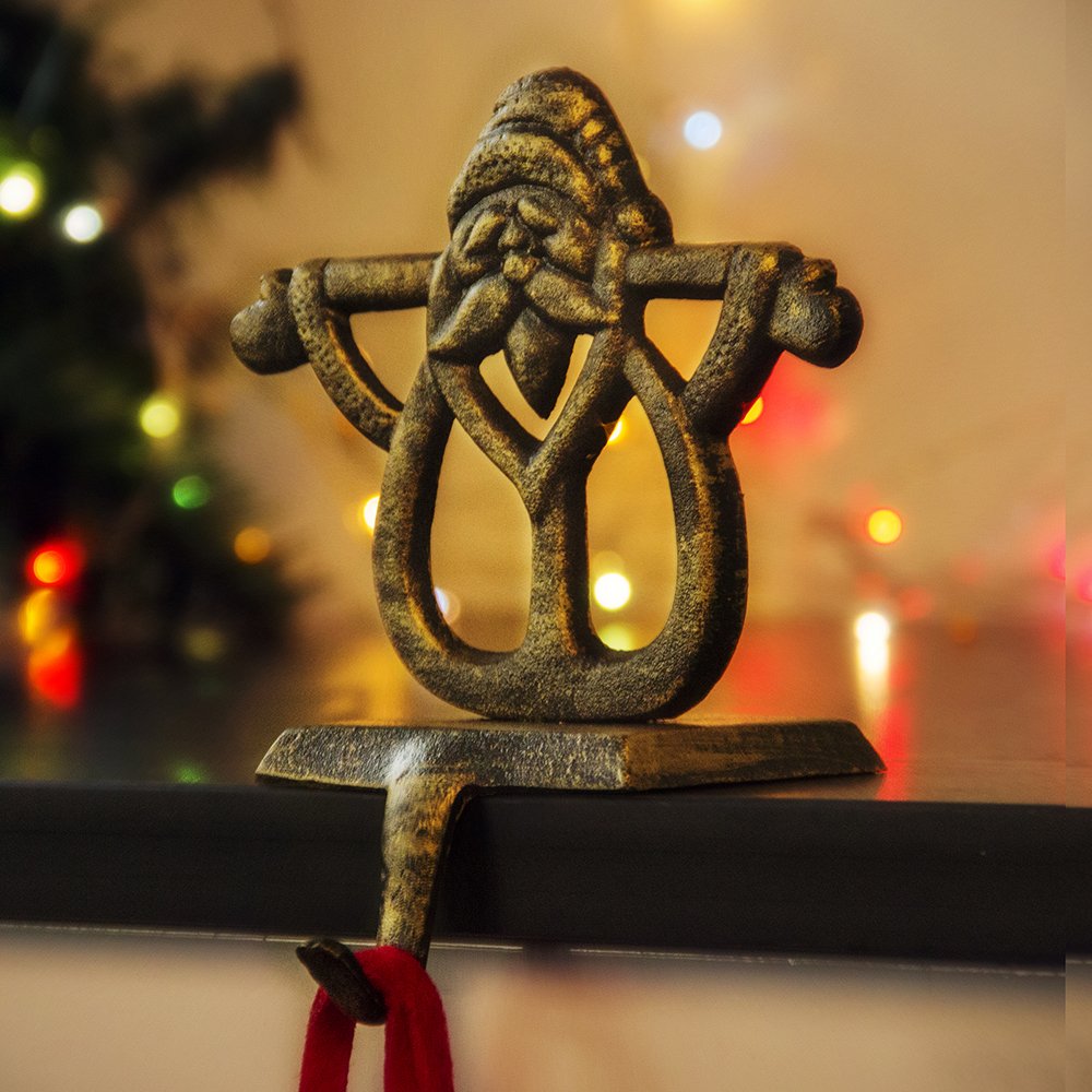 Classic Christmas Stocking Holders for Fireplace Mantel - 4 Pack Metal Xmas Stocking Hangers, Free Standing Holiday Decorations for Indoor Tree, Snowman, and Stocking Display - Perfect for Home, Office, and Holiday Party Decorating