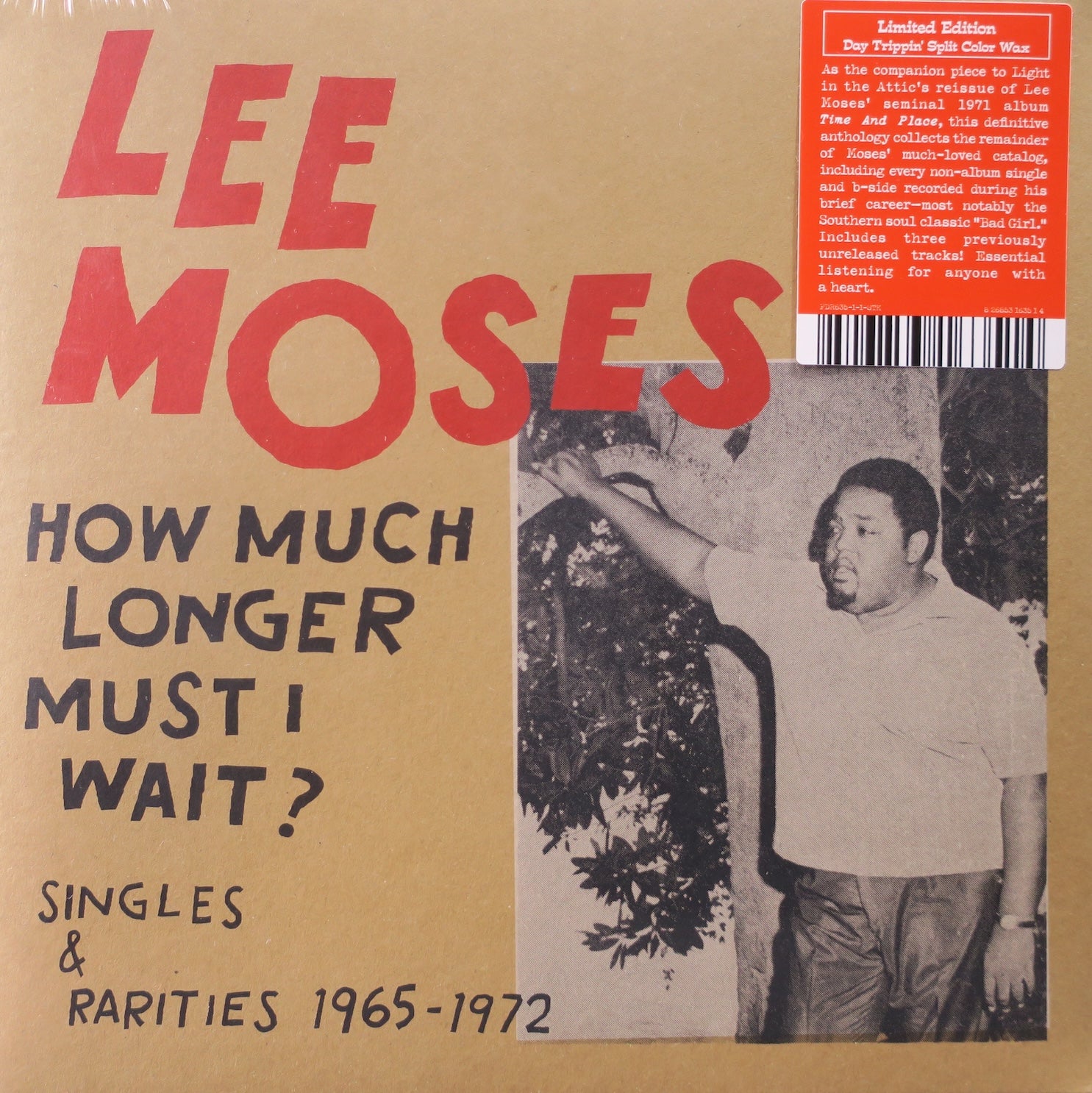 LEE MOSES 'How Much Longer Must I Wait? Singles & Rarities 1965-1972' RED/CLEAR Vinyl LP Record - Rare Soul Music Collector's Edition for Audiophiles & Music Enthusiasts - Perfect for Vintage Vinyl Collections & Retro Music Listening Sessions