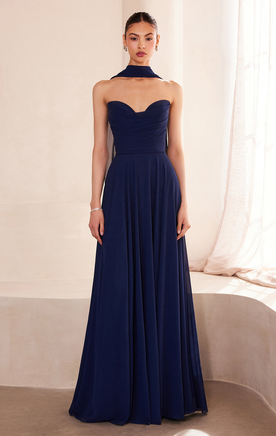 Ella Gown - A-Line Strapless Chiffon Wedding Dress for Brides | Perfect for Beach Weddings, Evening Galas & Formal Events