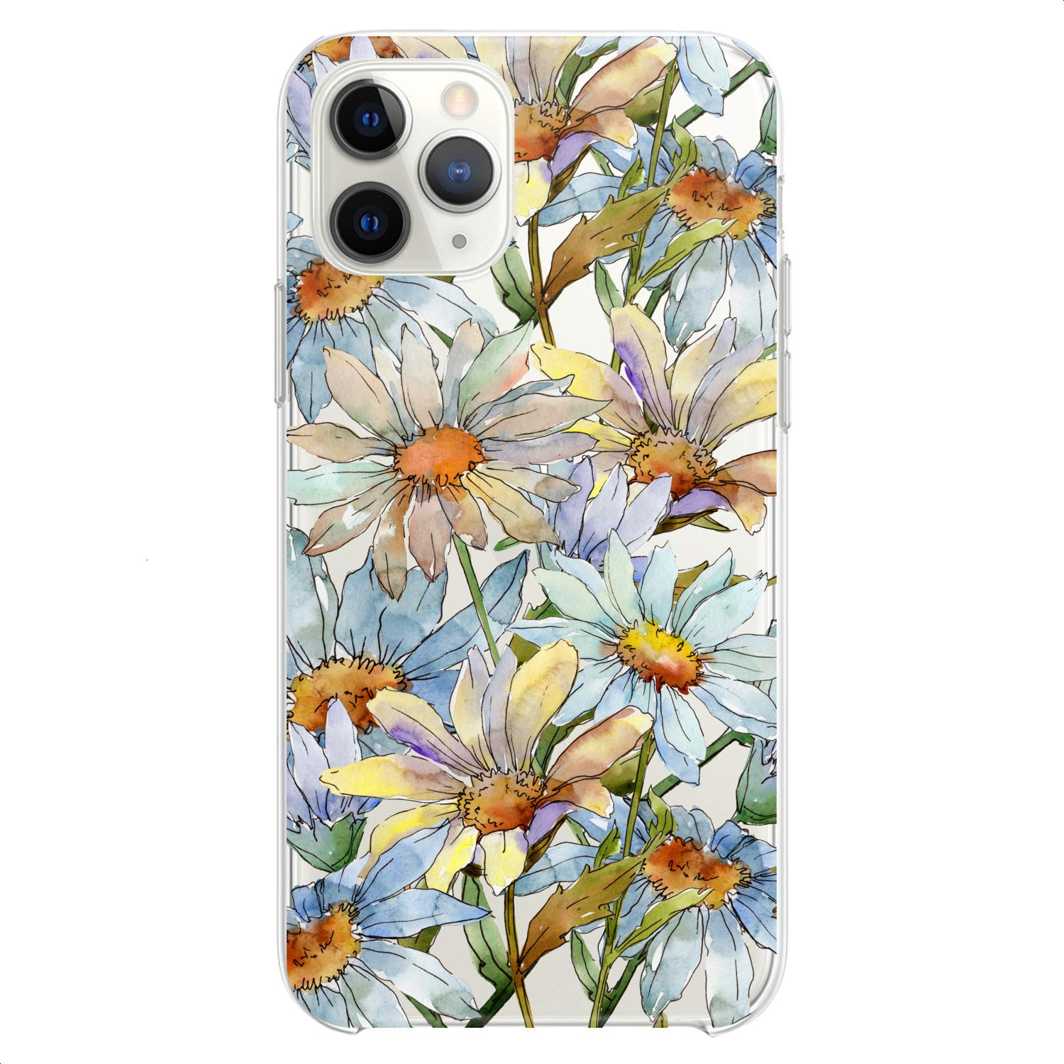 Premium Flexible TPU Phone Case for iPhone 16/15/14/13/12/11 Pro Max/Plus/Mini/XS/XR/X/8+/7/6/5/SE - Cute Floral Daisy Design Slim Clear Silicone Cover for Women & Girls - Perfect for Everyday Protection & Stylish Outfits
