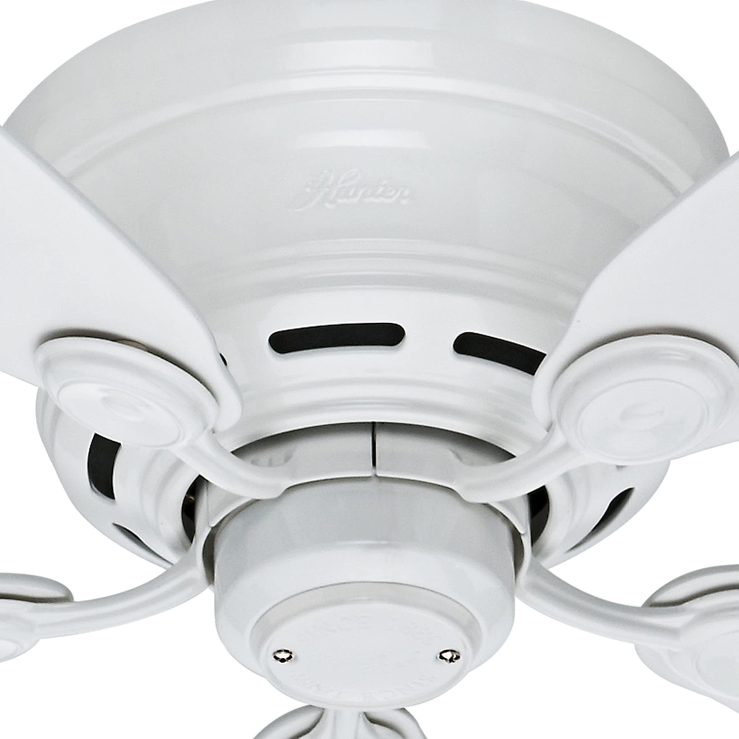 Hunter 51059 42-Inch Indoor Low Profile IV Ceiling Fan with Pull Chain Control, White Finish - Perfect for Bedrooms, Living Rooms & Home Offices