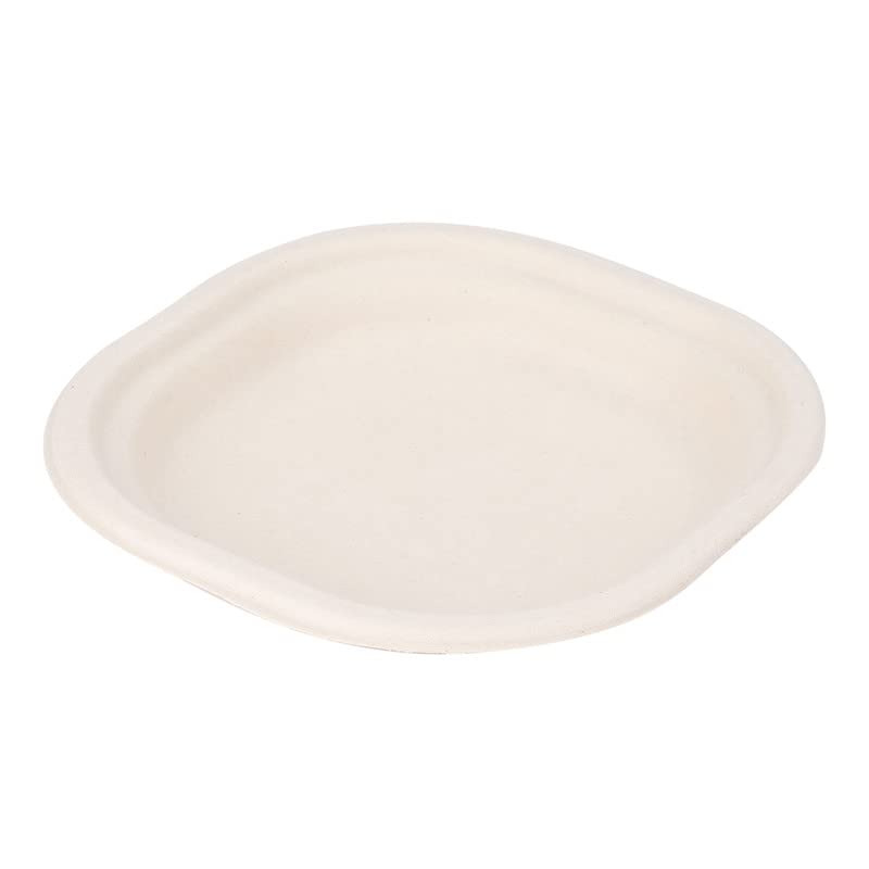 Eco-Friendly Disposable Square Bagasse Plates - 6 Inch, Set of 20, Beige | Biodegradable & Compostable Dinnerware for Parties, Picnics & Events