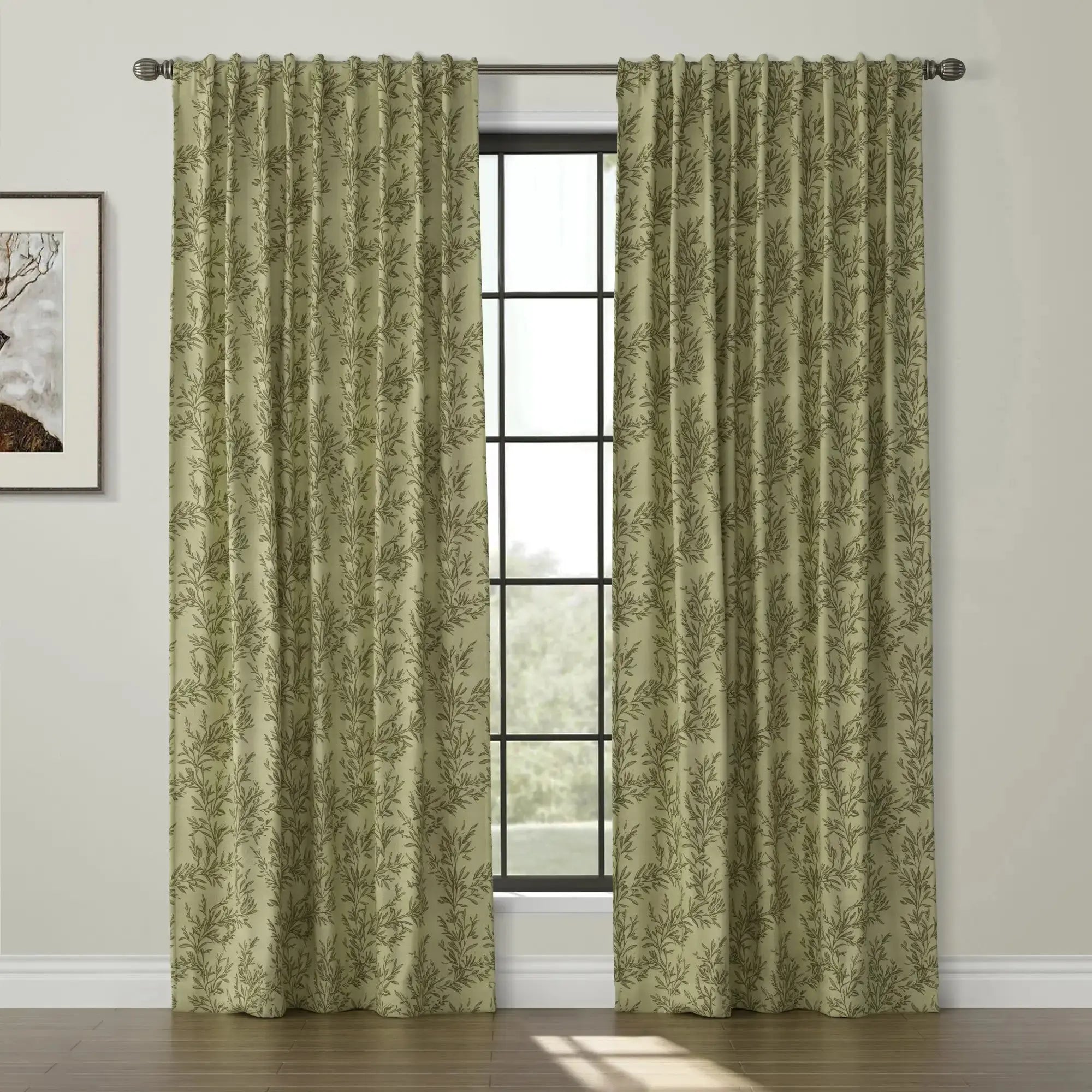 Sara Le Print Linen Drapery Soft Top - Lightweight Linen Curtains for Living Room & Bedroom - Elegant Window Treatment for Home Decor