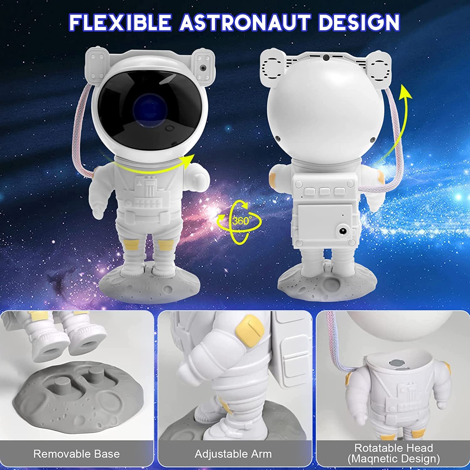 SFOUR Astronaut Galaxy Projector Night Light - Adjustable Star Projector for Bedroom, Kids Room Decor, Home & Party Ceiling Lighting | Perfect Gift for Christmas, Birthday & Relaxation | Creates Stunning Nebula Effects for Sleep, Meditation & Romantic Ambiance