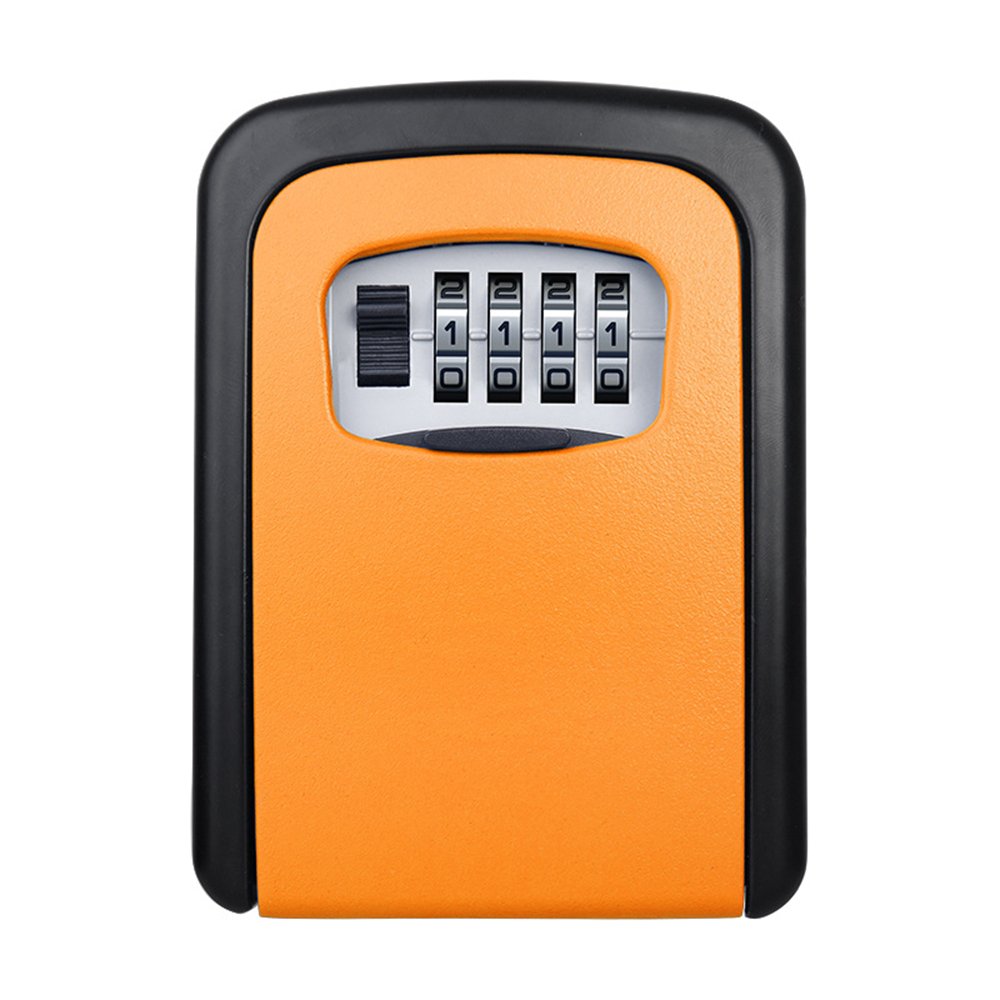 ELEOPTION 4 Digit Combination Key Lock Box - Secure Wall Mount Key Storage for Home, Office, Car & Outdoor Use - Weatherproof Key Locker with Code (Orange) - Perfect for Vacation Rentals, Airbnb Hosts & Property Managers