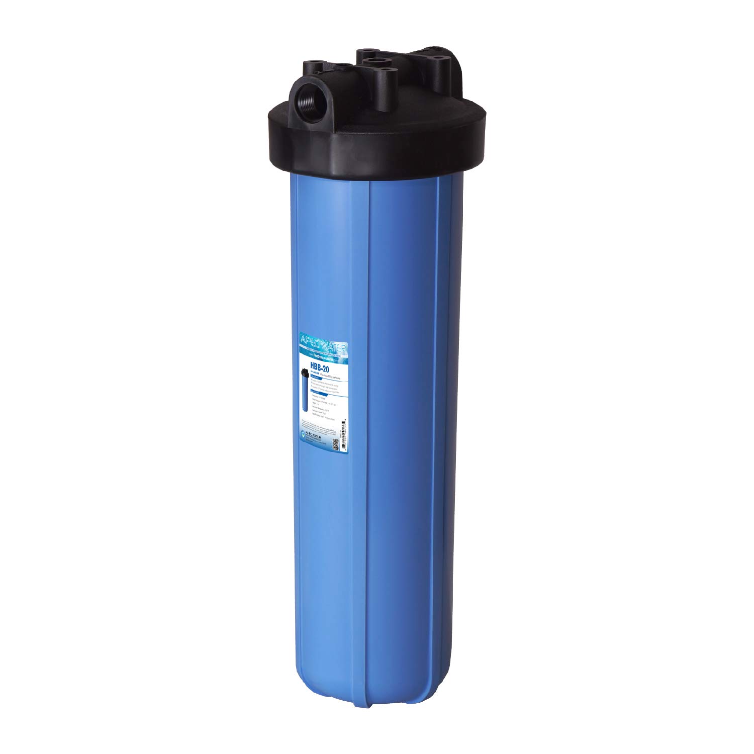 APEC HBB-20 20-Inch Whole House Water Filter Housing with 1-Inch Inlet/Outlet - High Capacity Water Filtration System for Clean Drinking, Showering & Appliance Protection