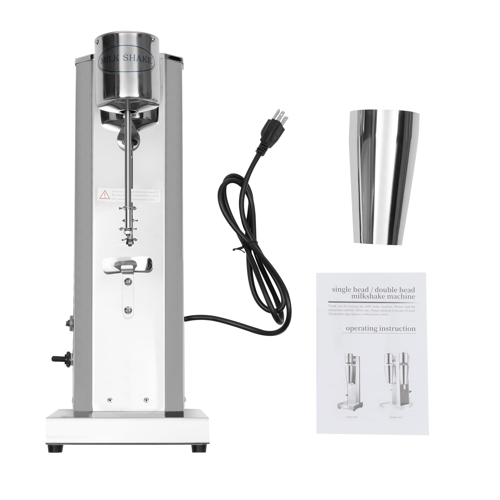 180W Electric Milkshake Blender for Smoothies & Shakes, Silver - Perfect for Home, Kitchen, Bar & Restaurant Use