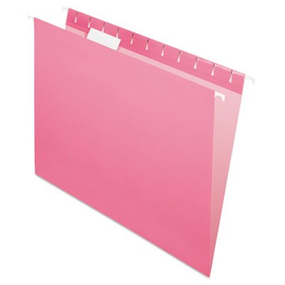 Pink Hanging File Folders 1/5 Tab Letter Size - 25 per Box - Office Organization & Document Filing for Home, School, or Business Use
