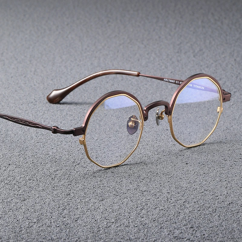 Stylish Unisex Black Titanium Eyeglasses T6067 - Lightweight Full Rim Round Frame for Men & Women | Perfect for Office, Reading & Fashion Accessories