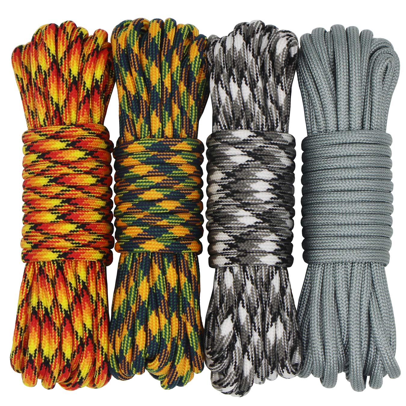 4-Pack 19ft Paracord Rope for Bracelets & Dog Collars - DIY Crafting
