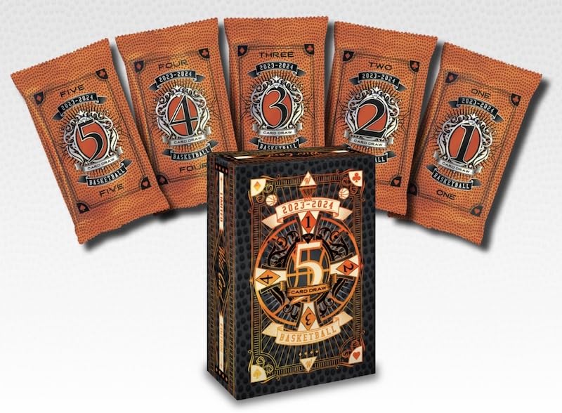 2023-2024 Wild Card Five Card Draw Basketball Hobby Box - 5 Autograph Cards Collection | NBA Trading Cards for Collectors & Sports Fans | Perfect for Gifts, Investments & Game Nights