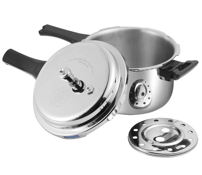 Vinod Platinum Triply Stainless Steel Pressure Cooker 5L with Outer Lid - SAS Bottom for Induction & Gas Stove - ISI & CE Certified | Perfect for Fast Cooking, Meal Prep & Indian Cuisine