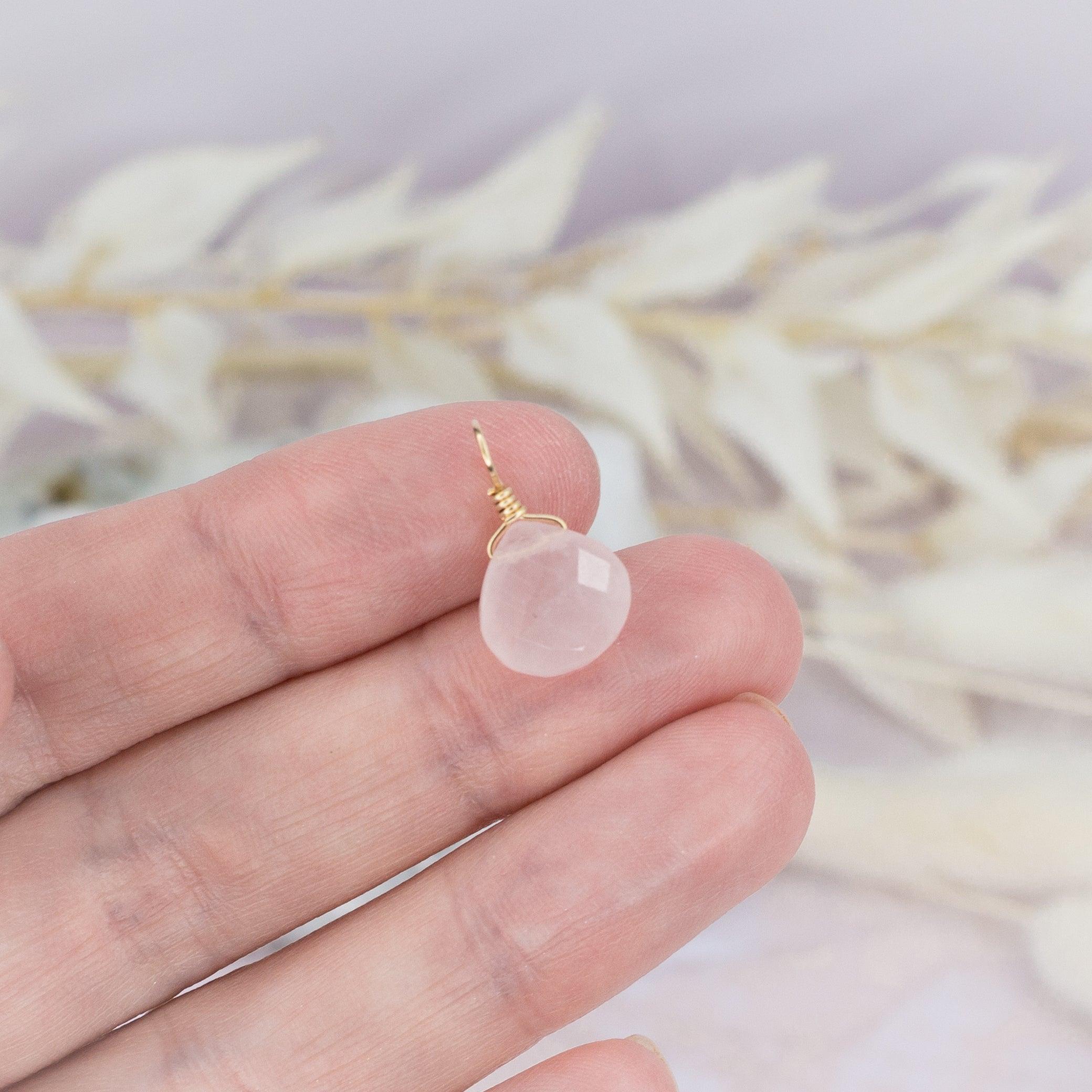 Natural Rose Quartz Teardrop Pendant Necklace - Healing Crystal Jewelry for Women, Gift for Her, Valentine's Day & Spiritual Wellness